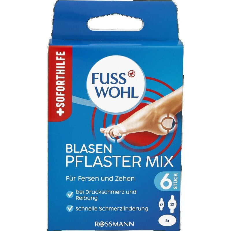 Смесь пластыря для пяток и пальцев ног FUSSWOHL, 6 шт.
Смесь пластыря для пяток и пальцев ног FUSSWOHL, 6 шт.