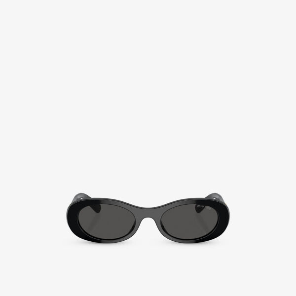 Солнцезащитные очки Mu 06zs в овальной оправе из ацетата Miu Miu, черный 
Солнцезащитные очки Mu 06zs в овальной оправе из ацетата Miu Miu, черный