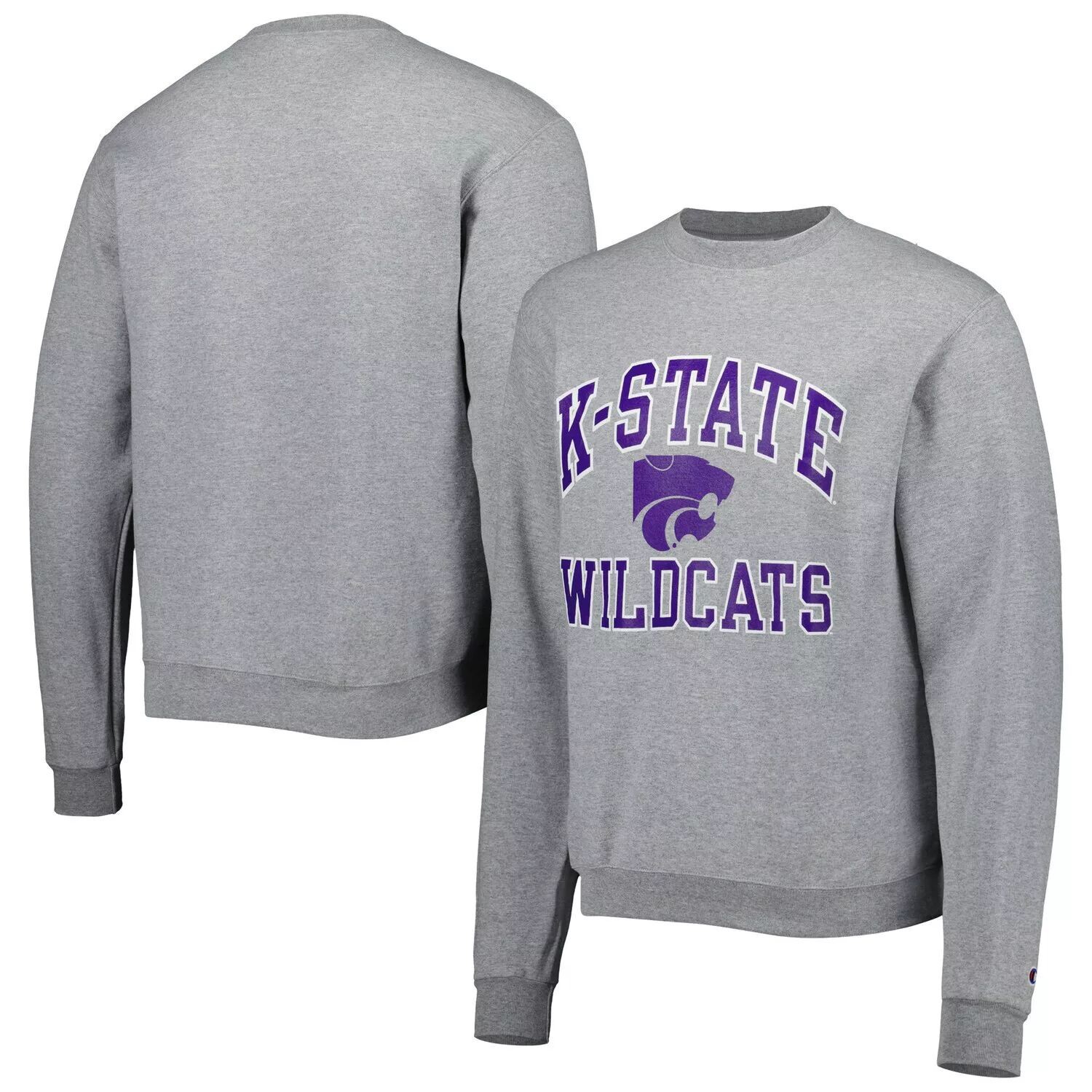 Мужской пуловер с высоким мотором Heather Grey Kansas State Wildcats Champion 
Мужской пуловер с высоким мотором Heather Grey Kansas State Wildcats Champion