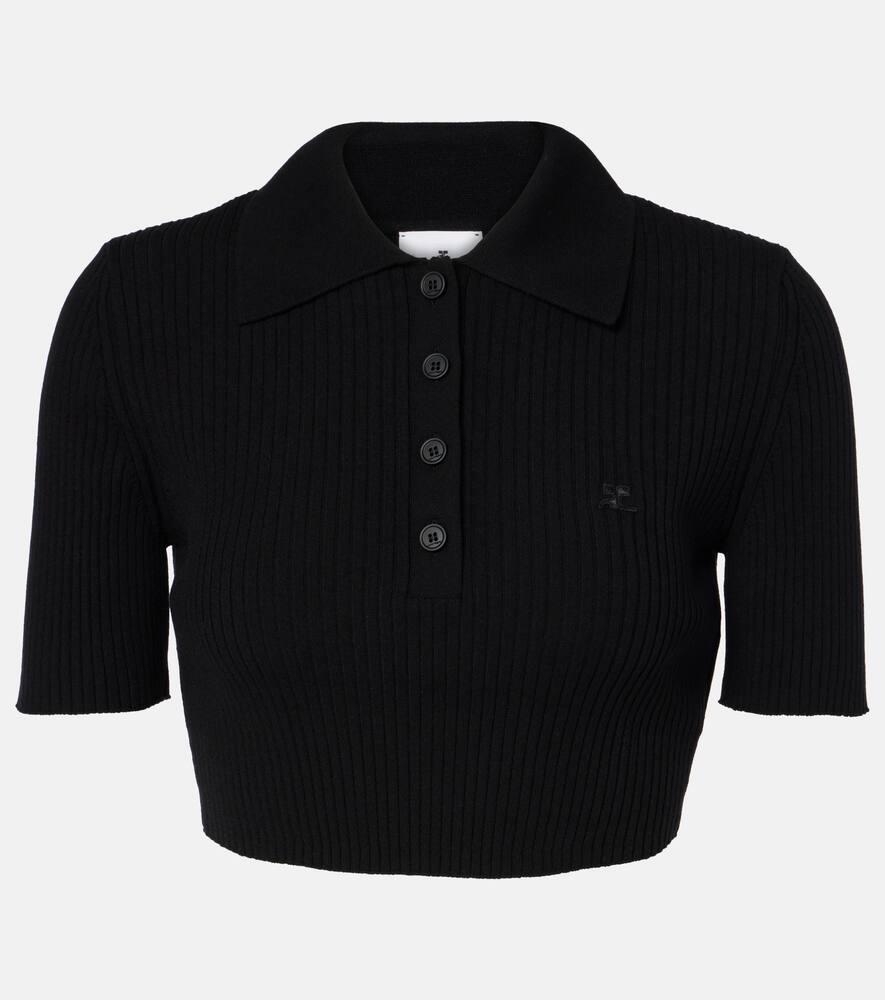 Рифленая укороченная поло Courrèges, Black
Рифленая укороченная поло Courrèges, Black