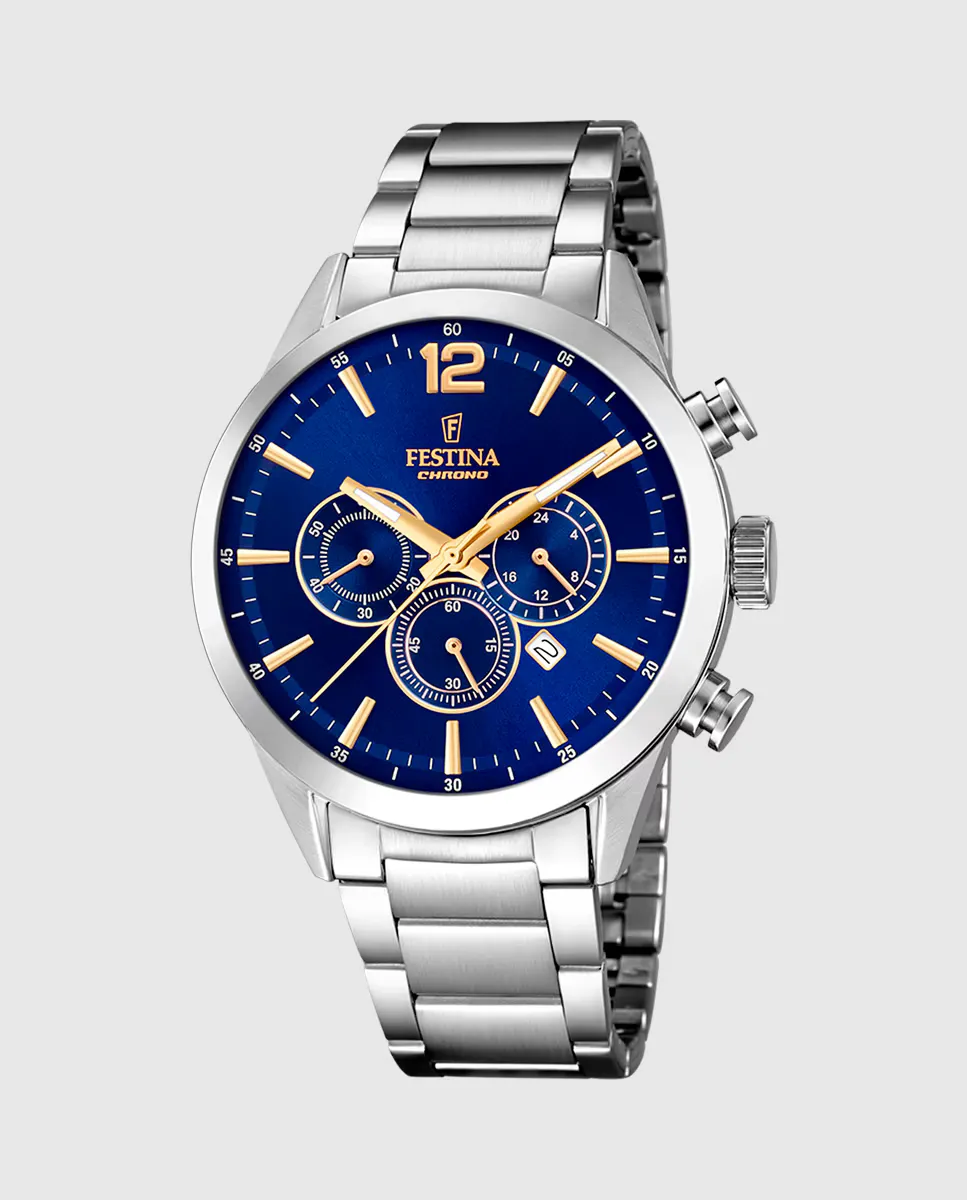 F20343/2 Мужские часы Timeless Chronograph из серебряной стали Festina, серебряный
F20343/2 Мужские часы Timeless Chronograph из серебряной стали Festina, серебряный