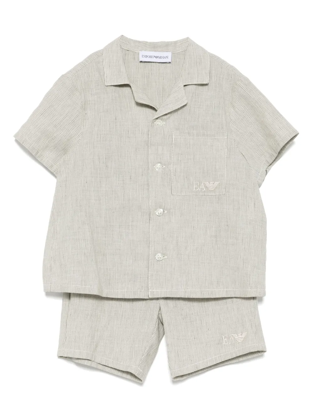 Комплект из футболки и шортов с логотипом Emporio Armani Kids, серый
Комплект из футболки и шортов с логотипом Emporio Armani Kids, серый