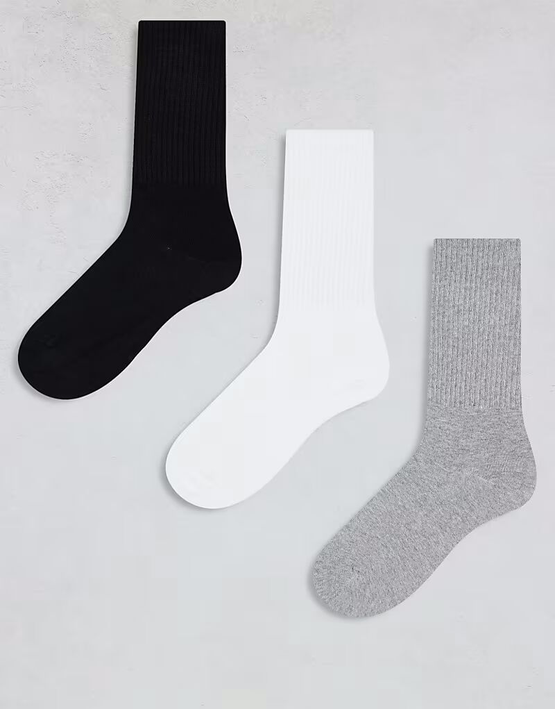ARKET 3 пары хлопковых носков в рубчик белого, серого и черного цветов
ARKET 3 пары хлопковых носков в рубчик белого, серого и черного цветов