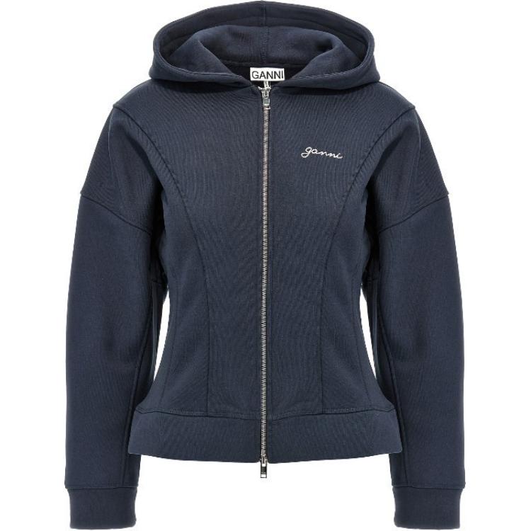 GANNI Толстовка с вышитым логотипом на молнии, Dark Blue
GANNI Толстовка с вышитым логотипом на молнии, Dark Blue