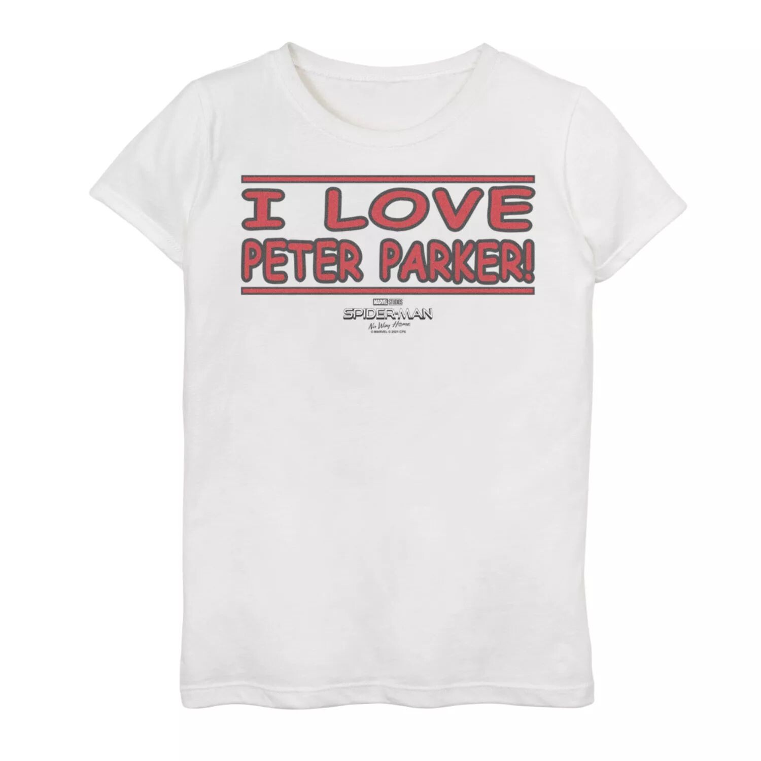 Футболка с изображением баннера Marvel «Человек-паук: нет пути домой, я люблю Питера Паркера» для девочек 7–16 лет Marvel
Футболка с изображением баннера Marvel «Человек-паук: нет пути домой, я люблю Питера Паркера» для девочек 7–16 лет Marvel