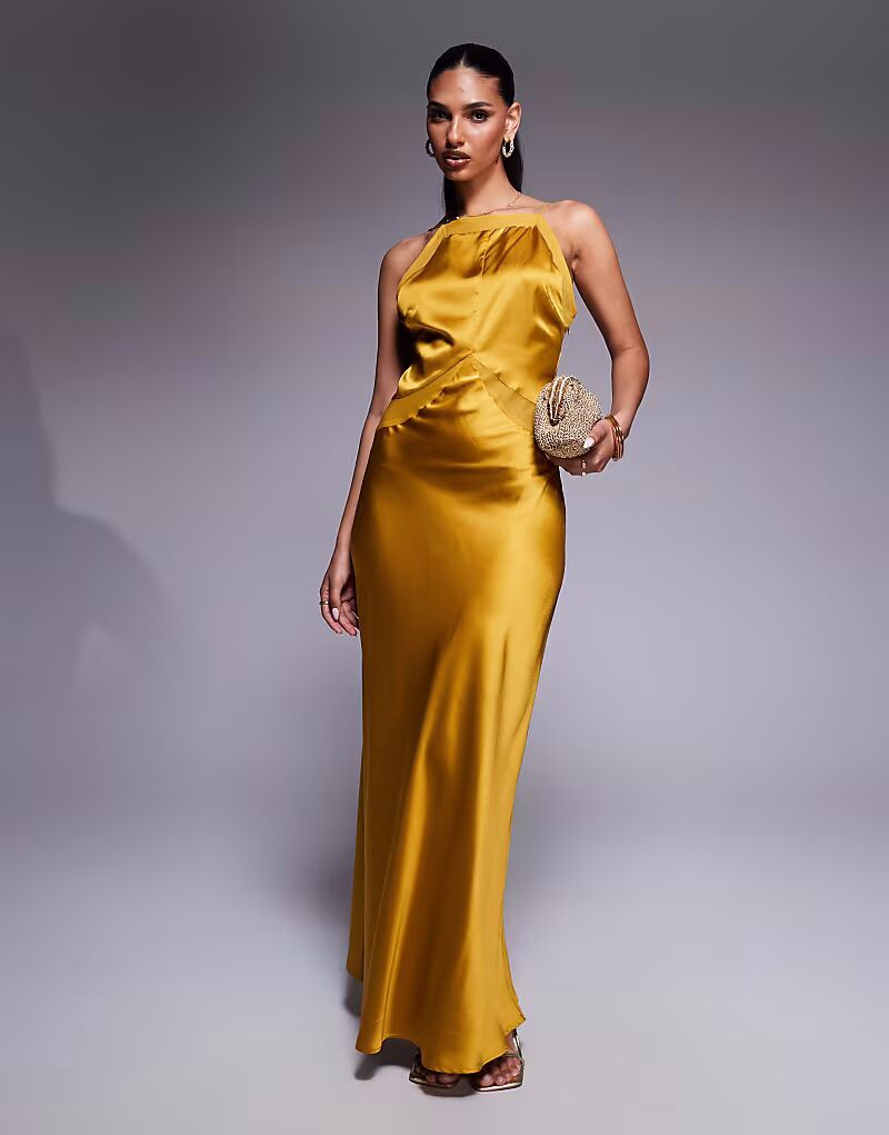 Платье макси из атласного шифона ASOS DESIGN с квадратным вырезом и высоким воротом золотистого цвета
Платье макси из атласного шифона ASOS DESIGN с квадратным вырезом и высоким воротом золотистого цвета