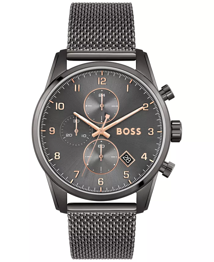 Мужские часы Skymaster Chronograph, серые, с сетчатым браслетом из нержавеющей стали, 44 мм Hugo Boss
Мужские часы Skymaster Chronograph, серые, с сетчатым браслетом из нержавеющей стали, 44 мм Hugo Boss
