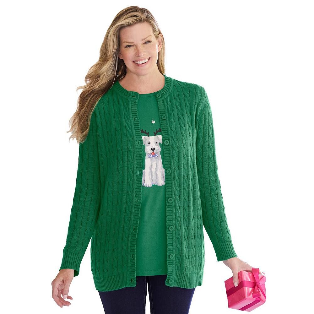 Женщина в женском хлопковом вязаном кардигане большого размера больших размеров Woman Within, цвет Emerald
Женщина в женском хлопковом вязаном кардигане большого размера больших размеров Woman Within, цвет Emerald