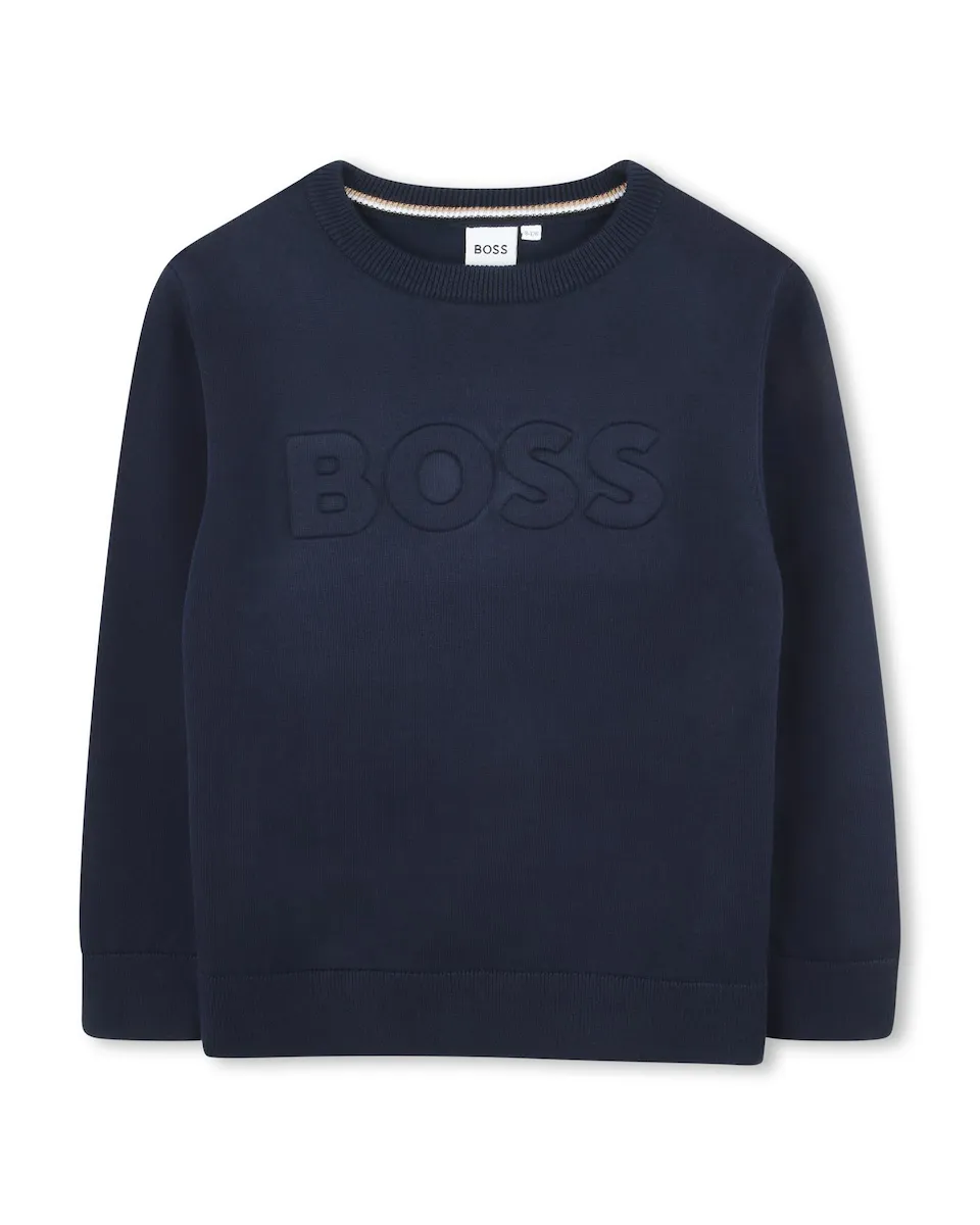Хлопковый свитер для мальчика с соответствующим логотипом спереди BOSS Kidswear, темно-синий
Хлопковый свитер для мальчика с соответствующим логотипом спереди BOSS Kidswear, темно-синий