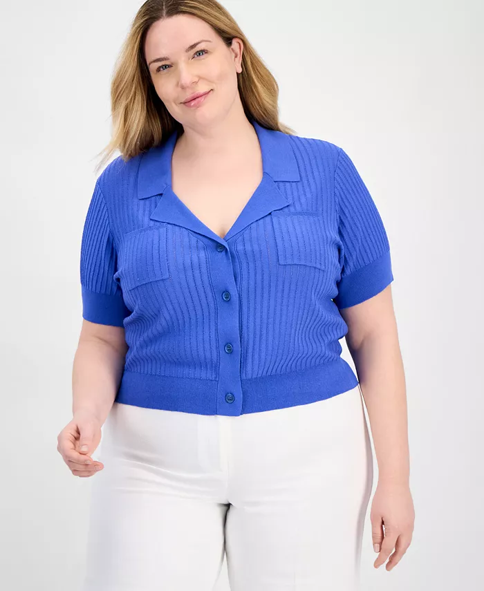 Кардиган с короткими рукавами и ажурным узором больших размеров Tahari ASL, синий
Кардиган с короткими рукавами и ажурным узором больших размеров Tahari ASL, синий