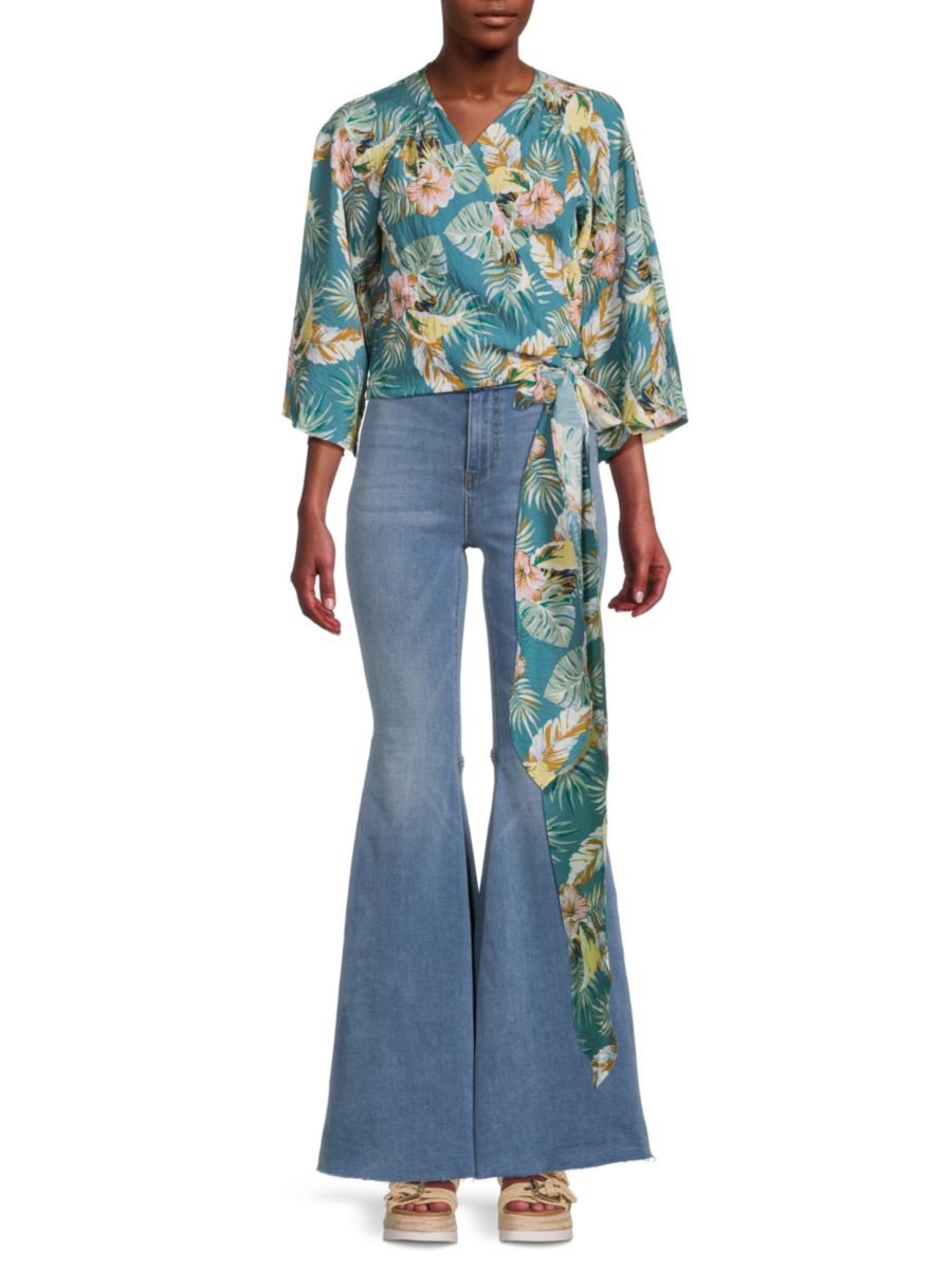 Топ-халат с тропическим цветочным принтом Renee C., синий мульти
Топ-халат с тропическим цветочным принтом Renee C., синий мульти