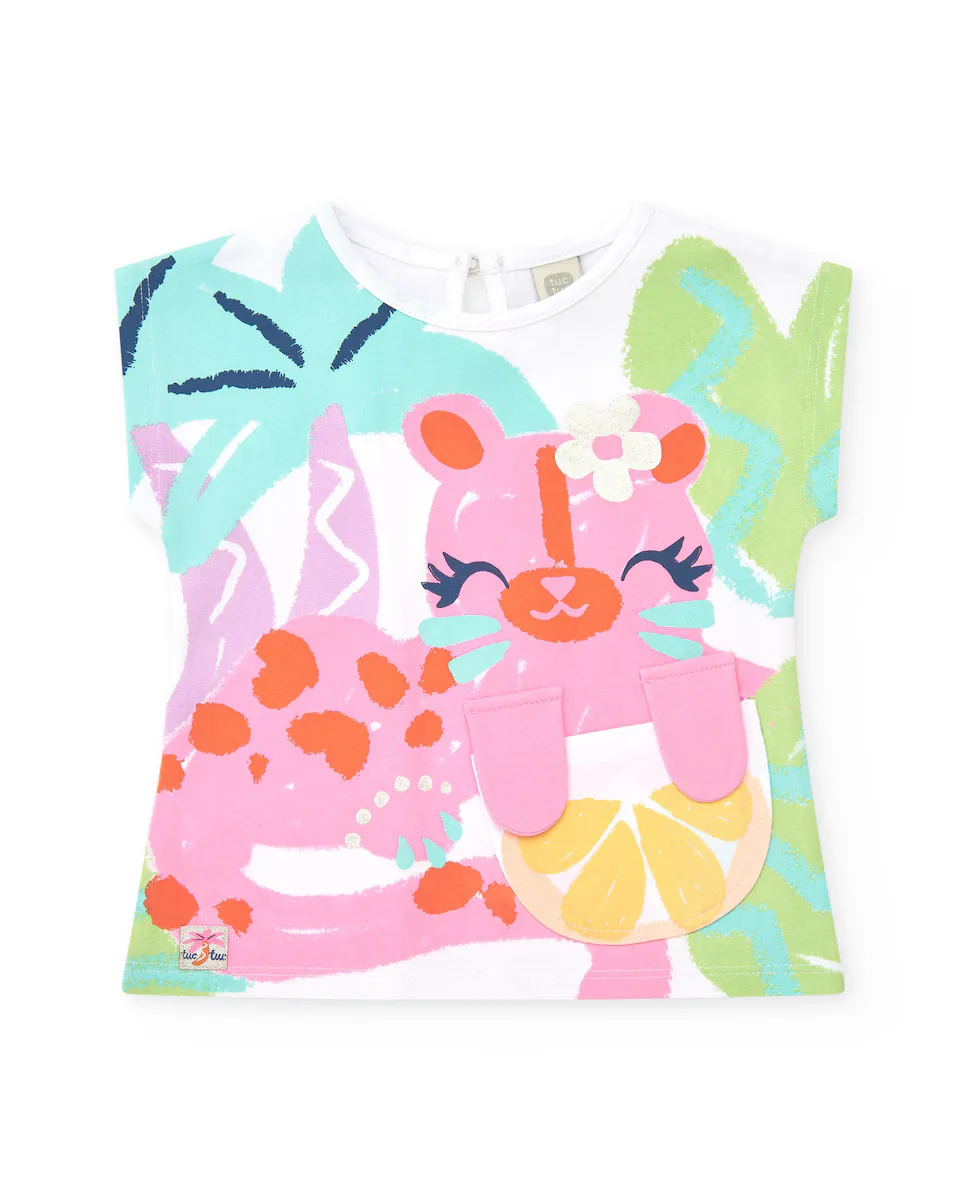 Футболка с тропическим принтом для девочки с застежкой на спине Tuc tuc, белый
Футболка с тропическим принтом для девочки с застежкой на спине Tuc tuc, белый