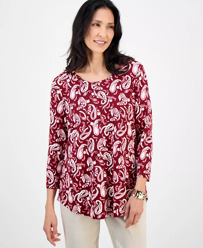 Женский топ с принтом, круглым вырезом и рукавами 3/4 JM Collection, мультиколор
Женский топ с принтом, круглым вырезом и рукавами 3/4 JM Collection, мультиколор