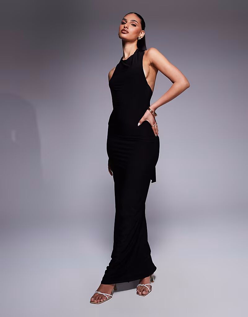Fashionkilla двойное облегающее платье макси с открытой спиной и узлом черного цвета
Fashionkilla двойное облегающее платье макси с открытой спиной и узлом черного цвета