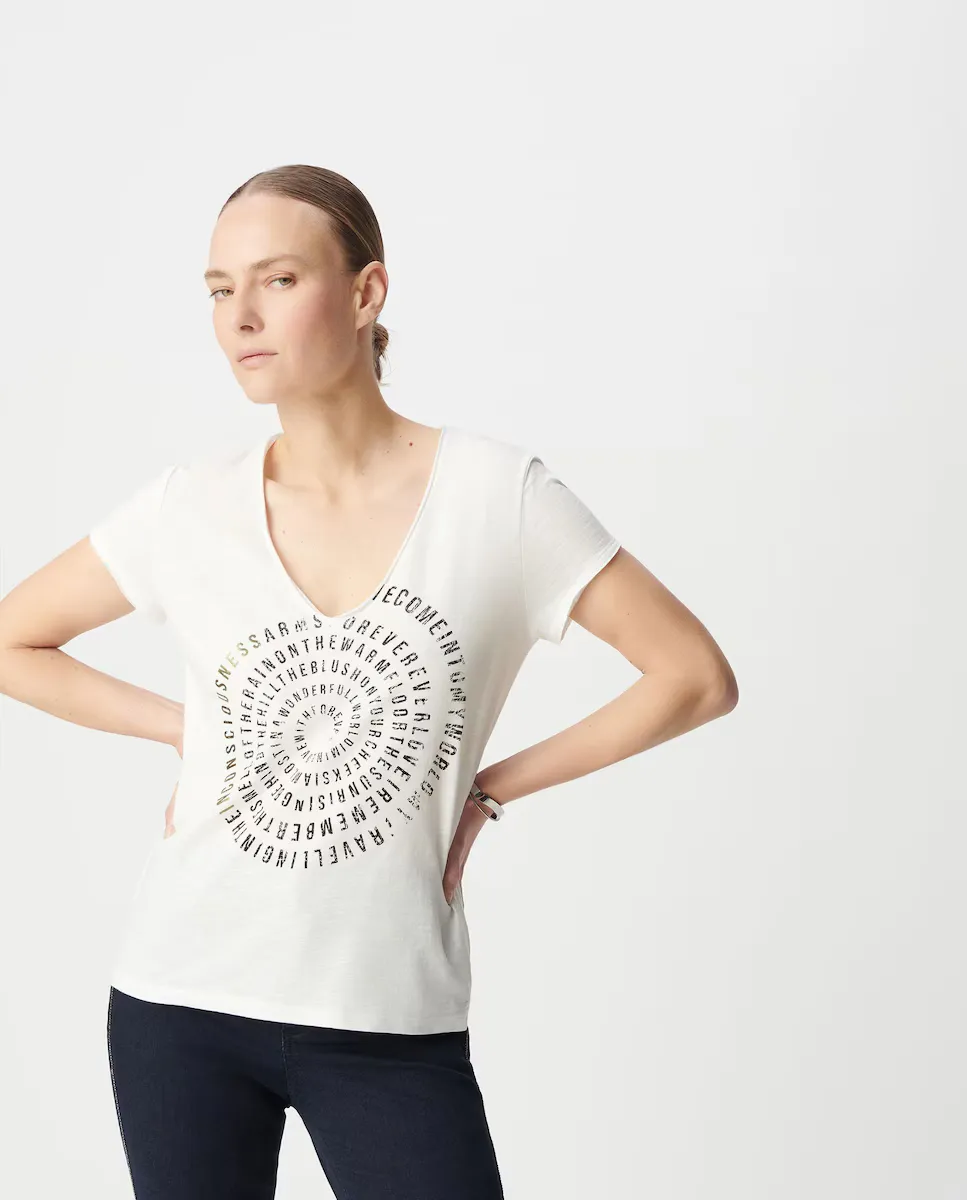 Женская футболка с короткими рукавами и V-образным вырезом IKKS, белый
Женская футболка с короткими рукавами и V-образным вырезом IKKS, белый