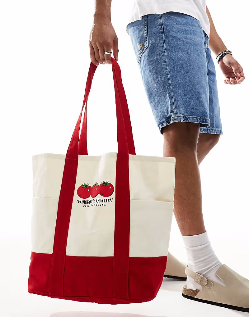 Холщовая сумка-шоппер ASOS DESIGN с принтом томатов в красном и экрю цвете
Холщовая сумка-шоппер ASOS DESIGN с принтом томатов в красном и экрю цвете