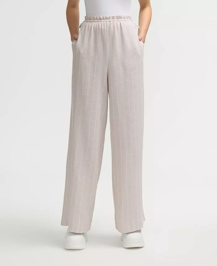 Женские брюки широкого кроя с завязками по бокам NVLT, коричневый/бежевый 
Женские брюки широкого кроя с завязками по бокам NVLT, коричневый/бежевый