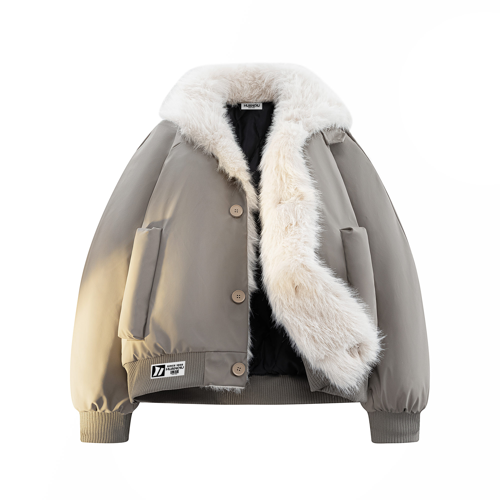 Пуховик Unisex с меховым воротником утепленный HUANQIU, серый
Пуховик Unisex с меховым воротником утепленный HUANQIU, серый