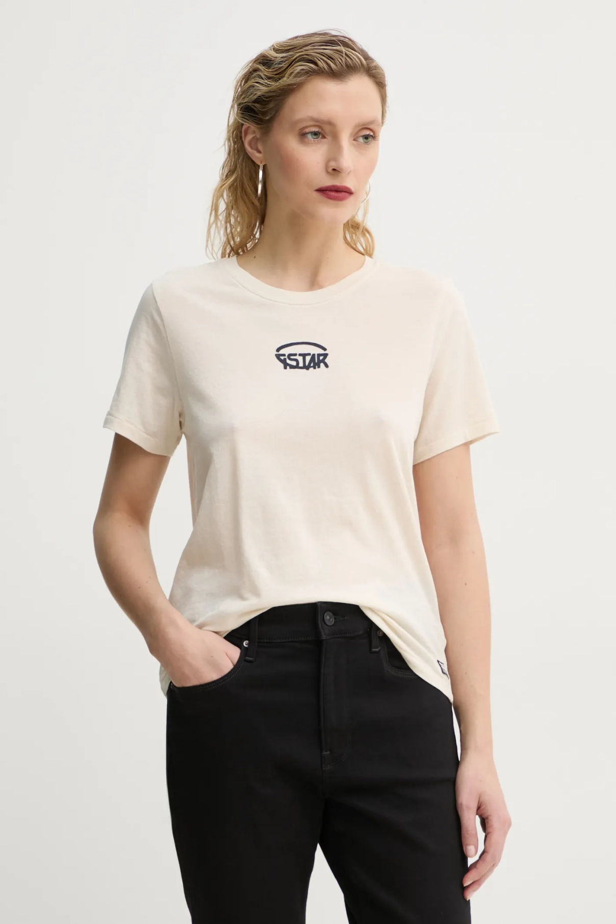 Хлопковая футболка G-Star Raw, бежевый 
Хлопковая футболка G-Star Raw, бежевый