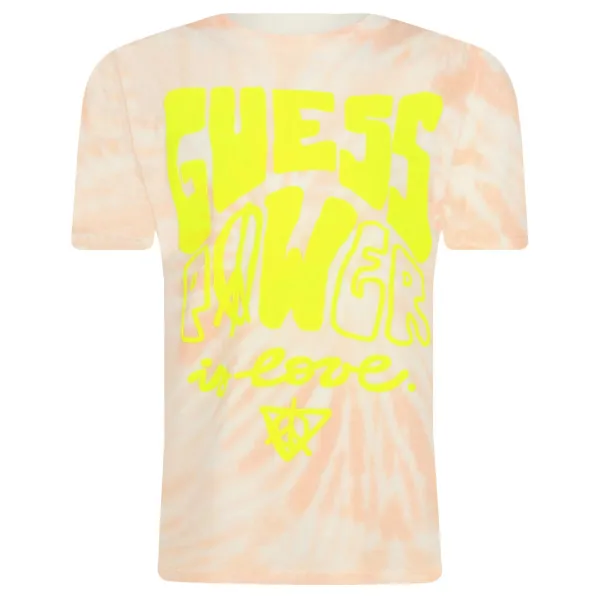 Футболка стандартного кроя с завязками и красками Guess, оранжевый