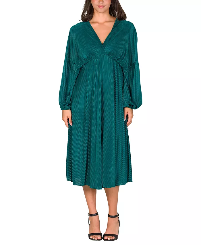 Женское плиссированное платье миди с V-образным вырезом и завышенной талией 24seven Comfort Apparel, зеленый
Женское плиссированное платье миди с V-образным вырезом и завышенной талией 24seven Comfort Apparel, зеленый