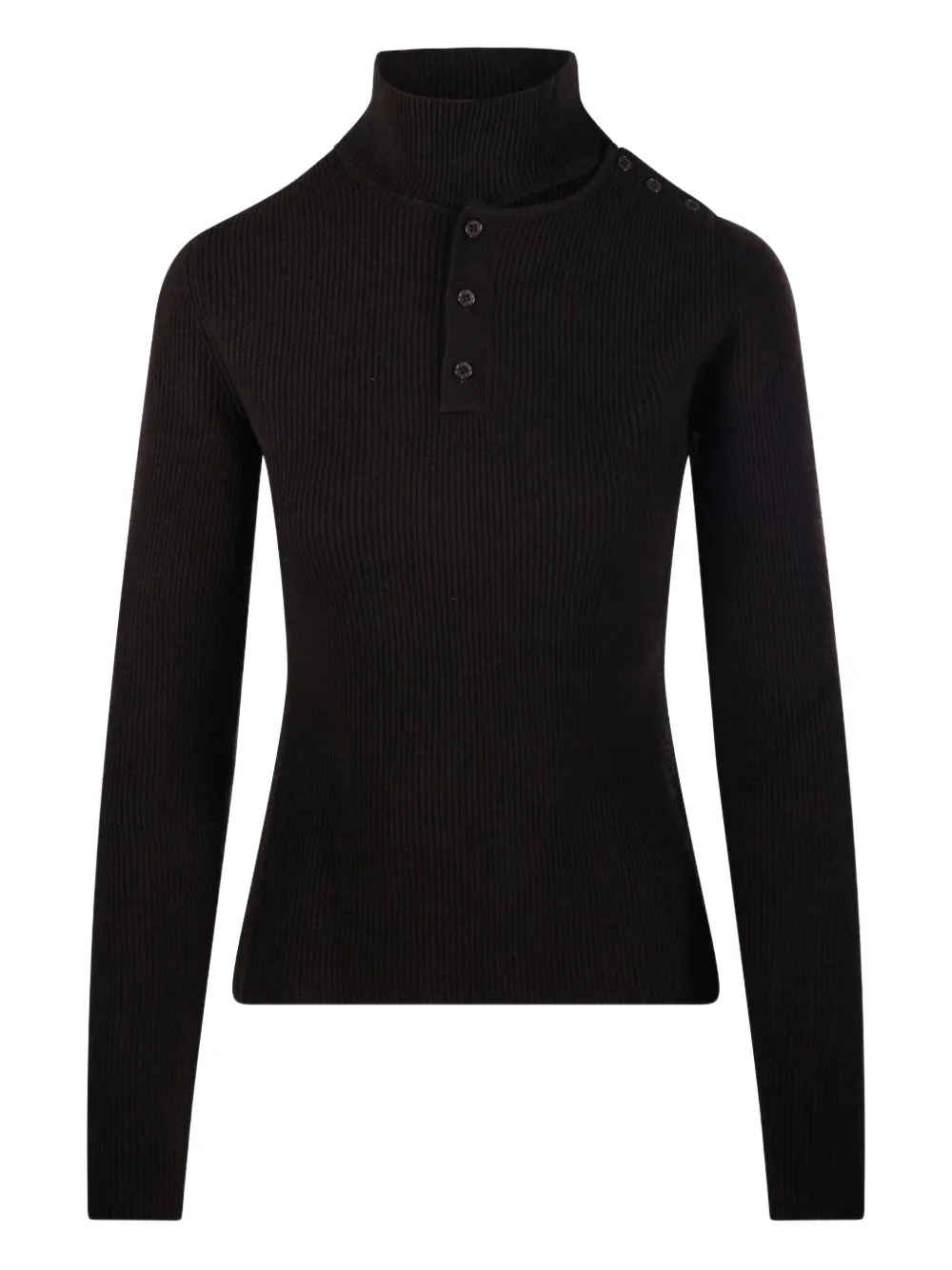 Ребристый свитер с высоким воротом и застежкой на пуговицы спереди Federica Tosi, черный
Ребристый свитер с высоким воротом и застежкой на пуговицы спереди Federica Tosi, черный