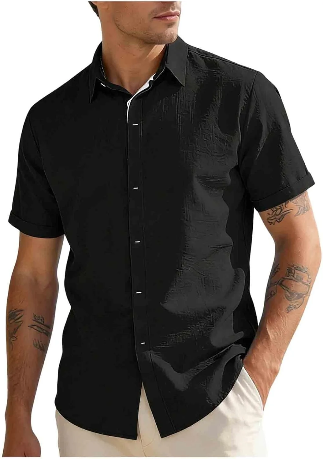 Мужская льняная рубашка с коротким рукавом
Мужская льняная рубашка с коротким рукавом