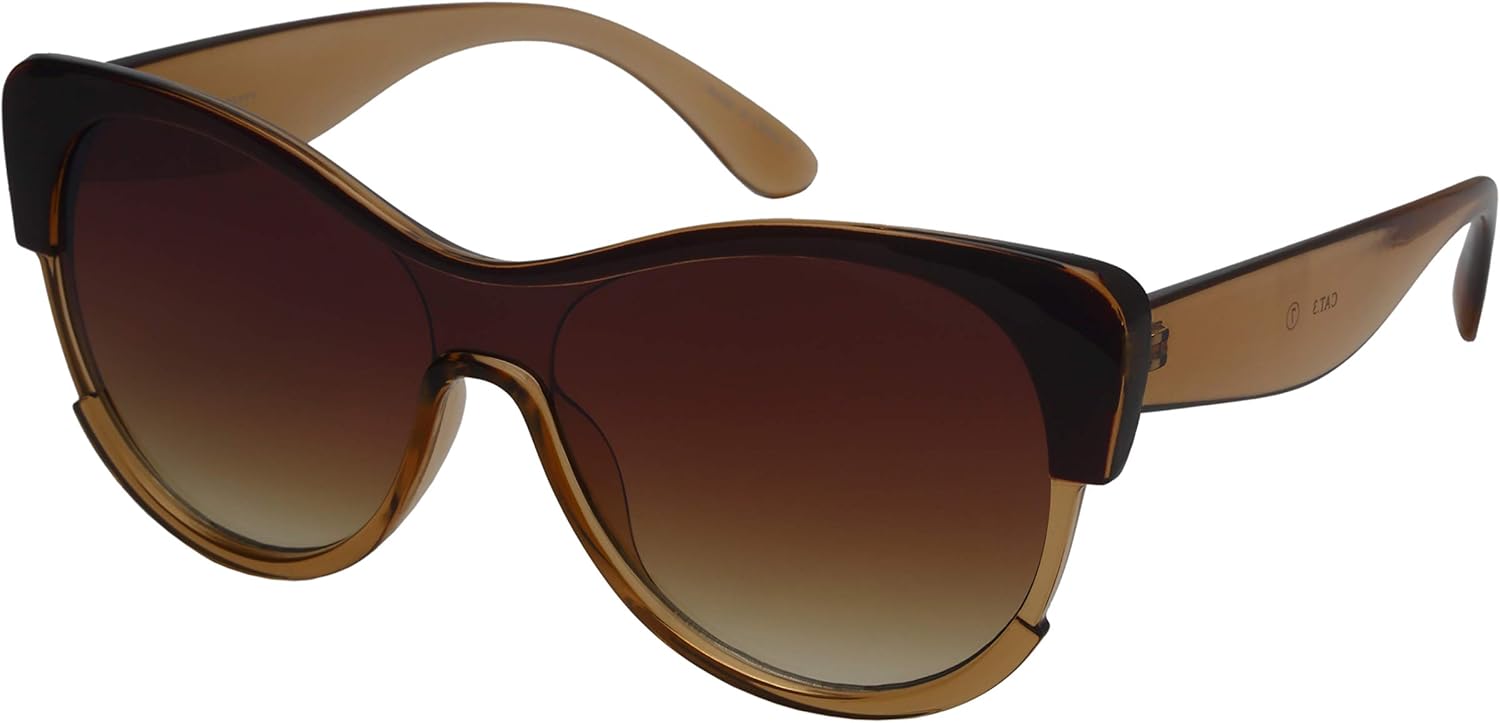 Солнцезащитные очки Edge I-Wear Mono Shield Cateye для женщин, цельные плоские линзы, артикул 55702TT-FLFM-2(BRN+CLBRN.ap2+fm) EDGEIWEAR, Brown+clear Brown Frame /Brown Gradient Flash Mirrored Lens
Солнцезащитные очки Edge I-Wear Mono Shield Cateye для женщин, цельные плоские линзы, артикул 55702TT-FLFM-2(BRN+CLBRN.ap2+fm) EDGEIWEAR, Brown+clear Brown Frame /Brown Gradient Flash Mirrored Lens