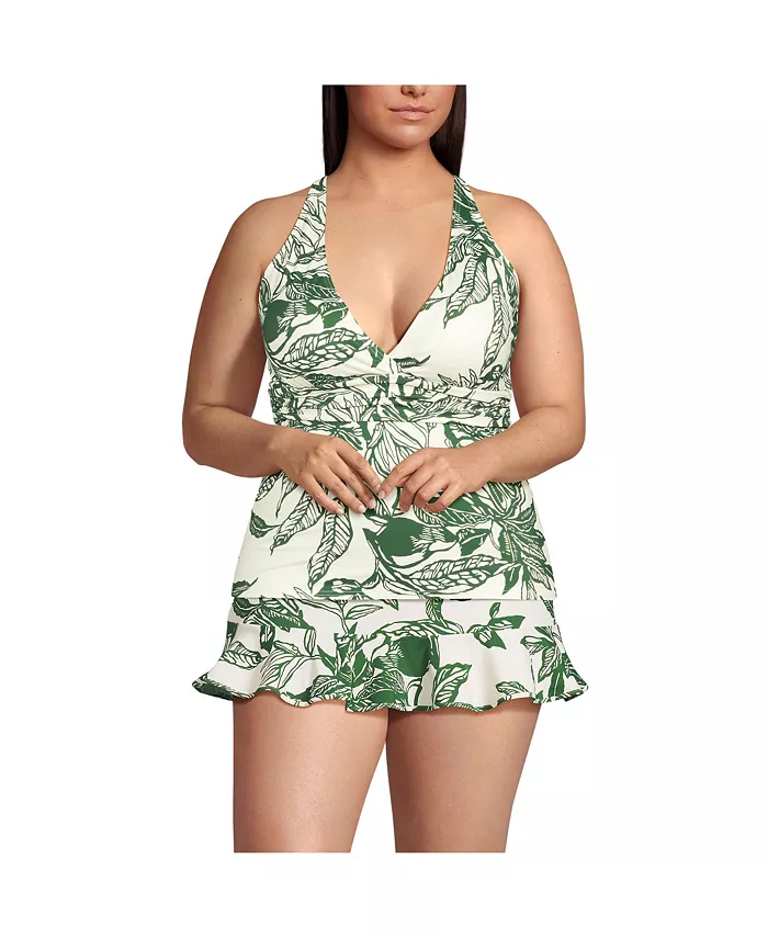 Топ танкини размера плюс с V-образным вырезом и глубоким вырезом на спине Lands' End, белый
Топ танкини размера плюс с V-образным вырезом и глубоким вырезом на спине Lands' End, белый