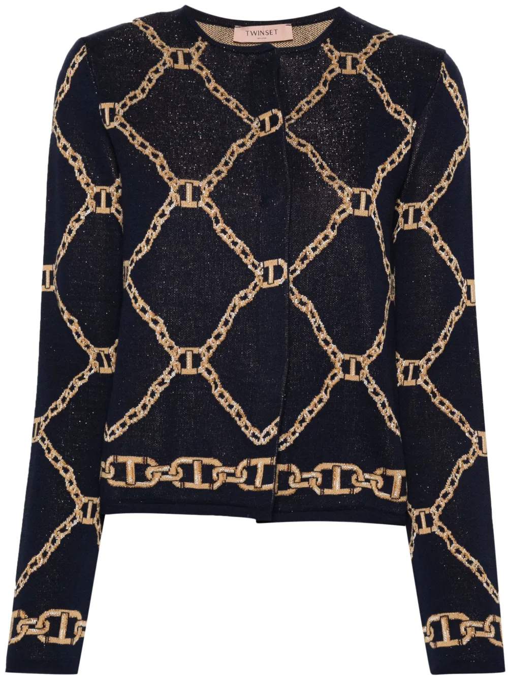 Кардиган с декором в виде цепи TWINSET, синий
Кардиган с декором в виде цепи TWINSET, синий