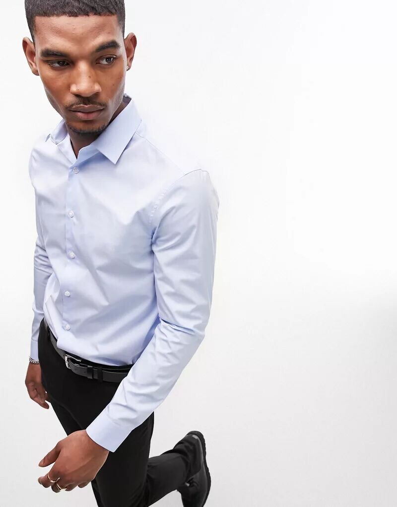 Синяя эластичная классическая рубашка узкого кроя с длинными рукавами Topman
Синяя эластичная классическая рубашка узкого кроя с длинными рукавами Topman