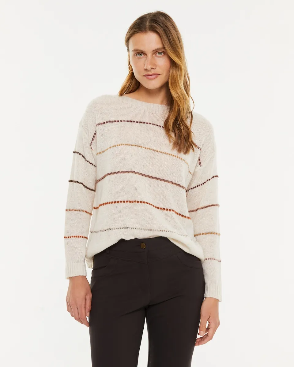 Женский джемпер в полоску с лодочкой и длинными рукавами Paz Torras, белый
Женский джемпер в полоску с лодочкой и длинными рукавами Paz Torras, белый