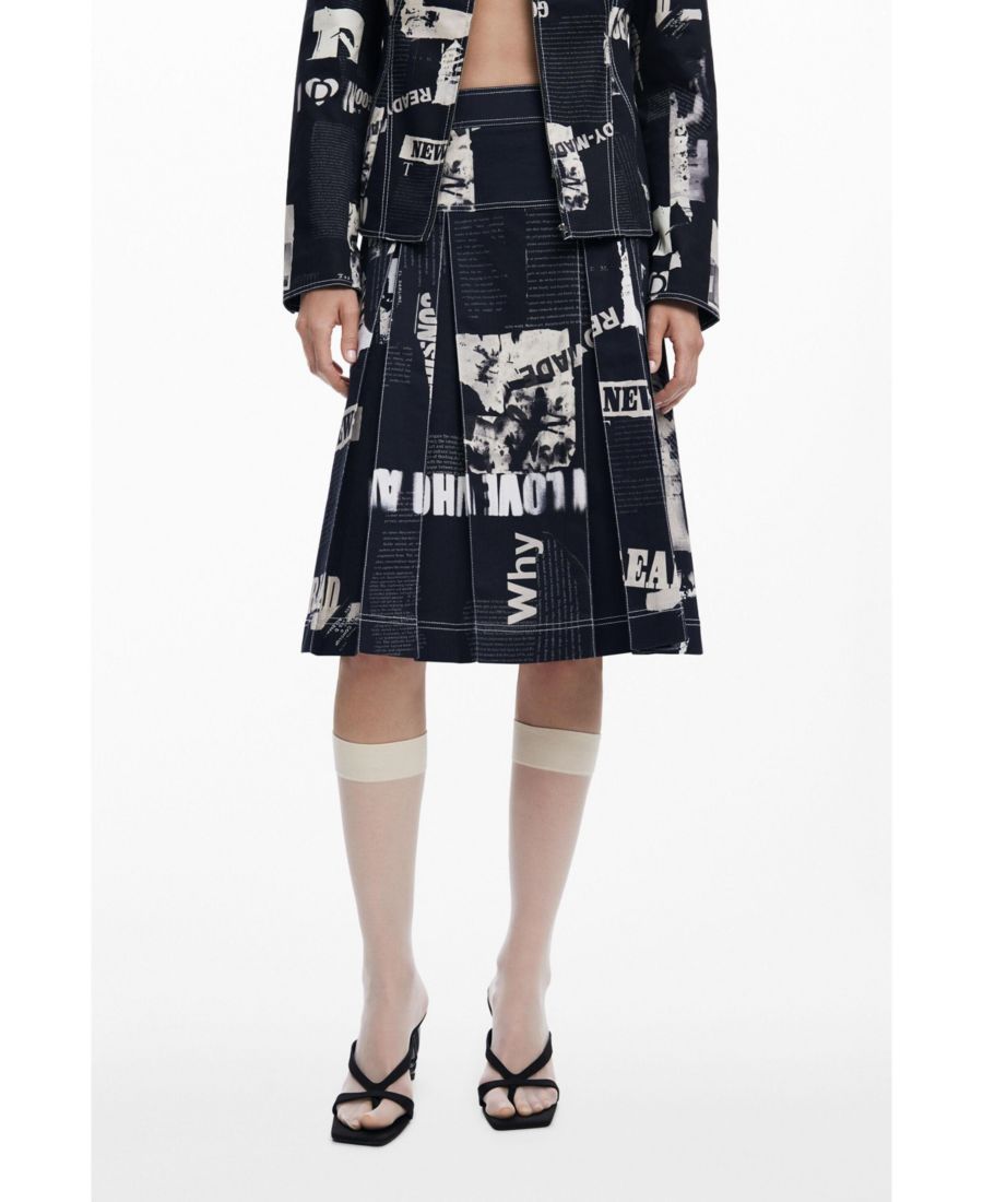 Женская юбка миди с плиссировкой из газетной бумаги Desigual, Black
Женская юбка миди с плиссировкой из газетной бумаги Desigual, Black