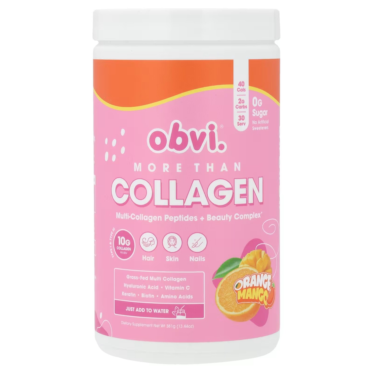 Добавка с коллагеном Obvi More Than Collagen Multi Collagen Peptides со вкусом апельсина и манго, 381 г
Добавка с коллагеном Obvi More Than Collagen Multi Collagen Peptides со вкусом апельсина и манго, 381 г