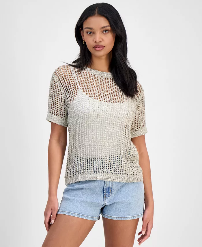 Женский короткий металлизированный свитер с кружевной вязкой Bar III, коричневый/бежевый
Женский короткий металлизированный свитер с кружевной вязкой Bar III, коричневый/бежевый