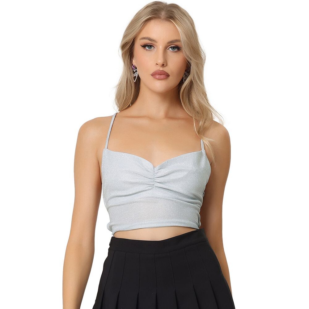 Вечерняя майка для женщин, блестящие топы без рукавов со складками спереди и перекрестными бретелями ALLEGRA K, белый
Вечерняя майка для женщин, блестящие топы без рукавов со складками спереди и перекрестными бретелями ALLEGRA K, белый