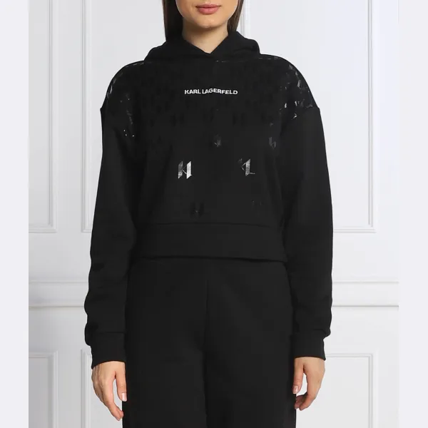Толстовка обычного кроя с монограммой Karl Lagerfeld, черный 
Толстовка обычного кроя с монограммой Karl Lagerfeld, черный