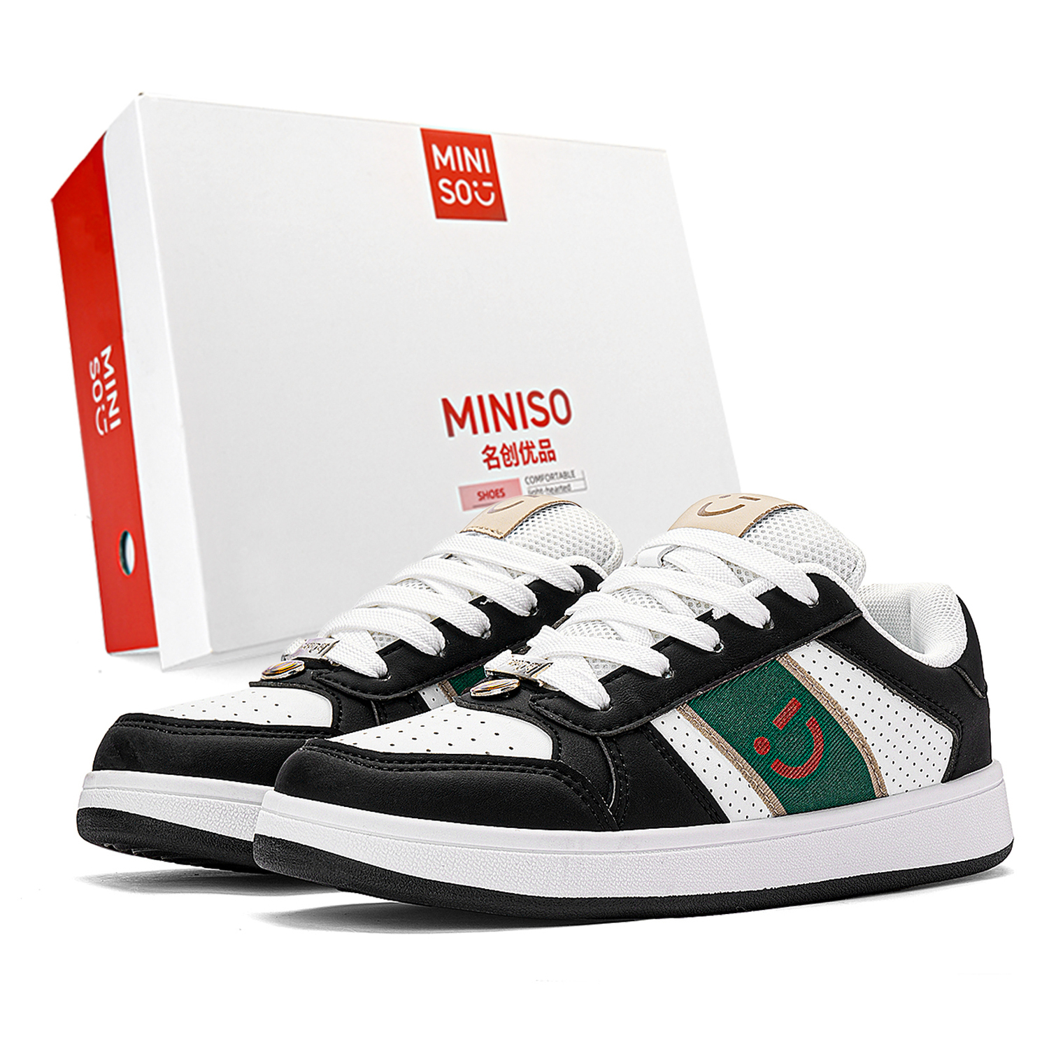 MINISO Низкие скейтерские кроссовки унисекс белые черные зеленые классическая коробка, цвет White Black Green Classic-Box
MINISO Низкие скейтерские кроссовки унисекс белые черные зеленые классическая коробка, цвет White Black Green Classic-Box