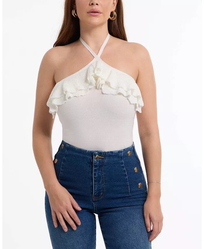 Женский свитер с люрексом и оборками Bebe, белый
Женский свитер с люрексом и оборками Bebe, белый