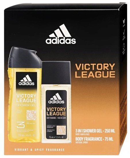 Мужской косметический набор Adidas Victory League, гель + дезодорант в распылителе 
Мужской косметический набор Adidas Victory League, гель + дезодорант в распылителе