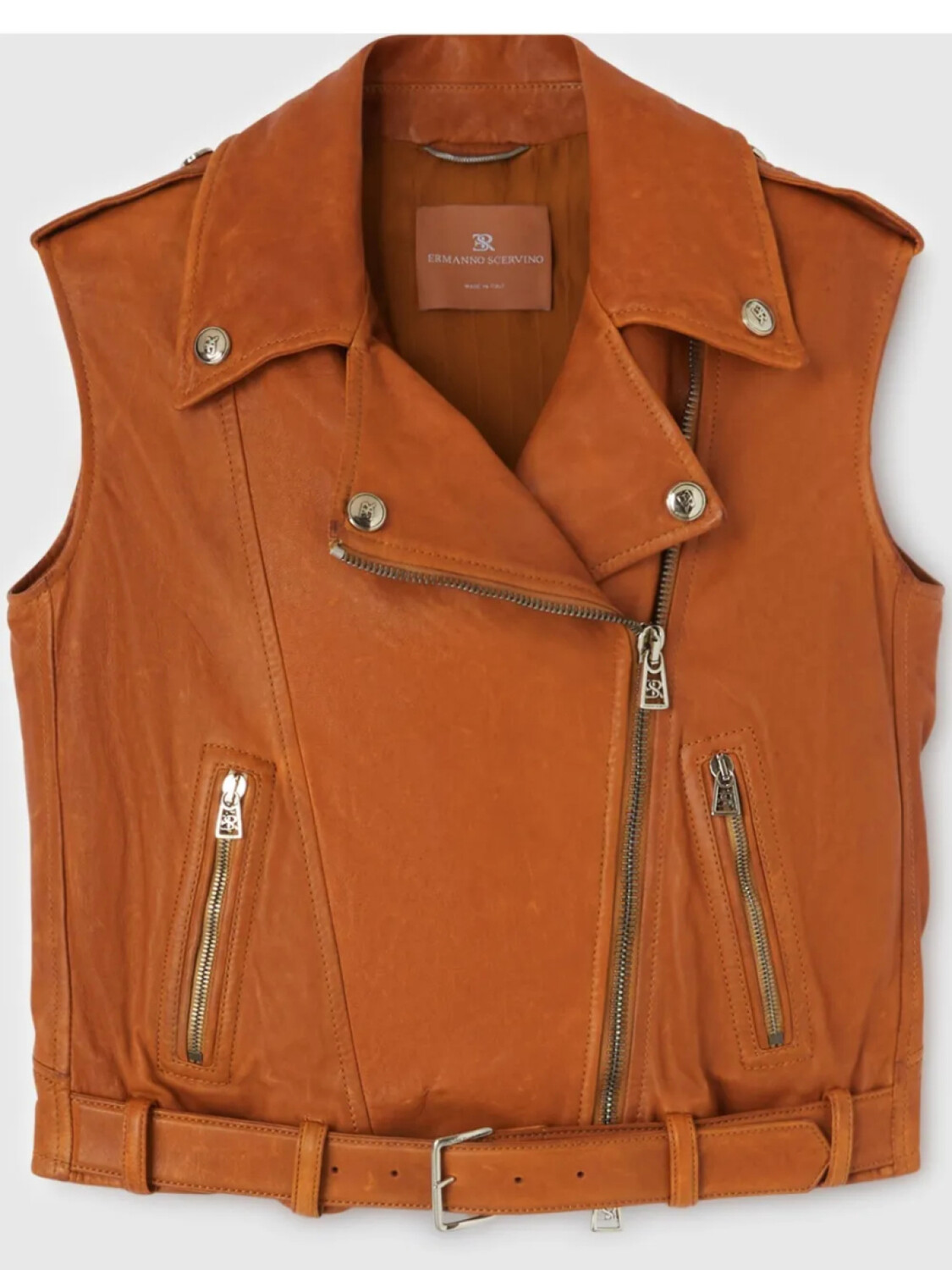 Кожаный байкерский жилет Ermanno Scervino, коричневый
Кожаный байкерский жилет Ermanno Scervino, коричневый