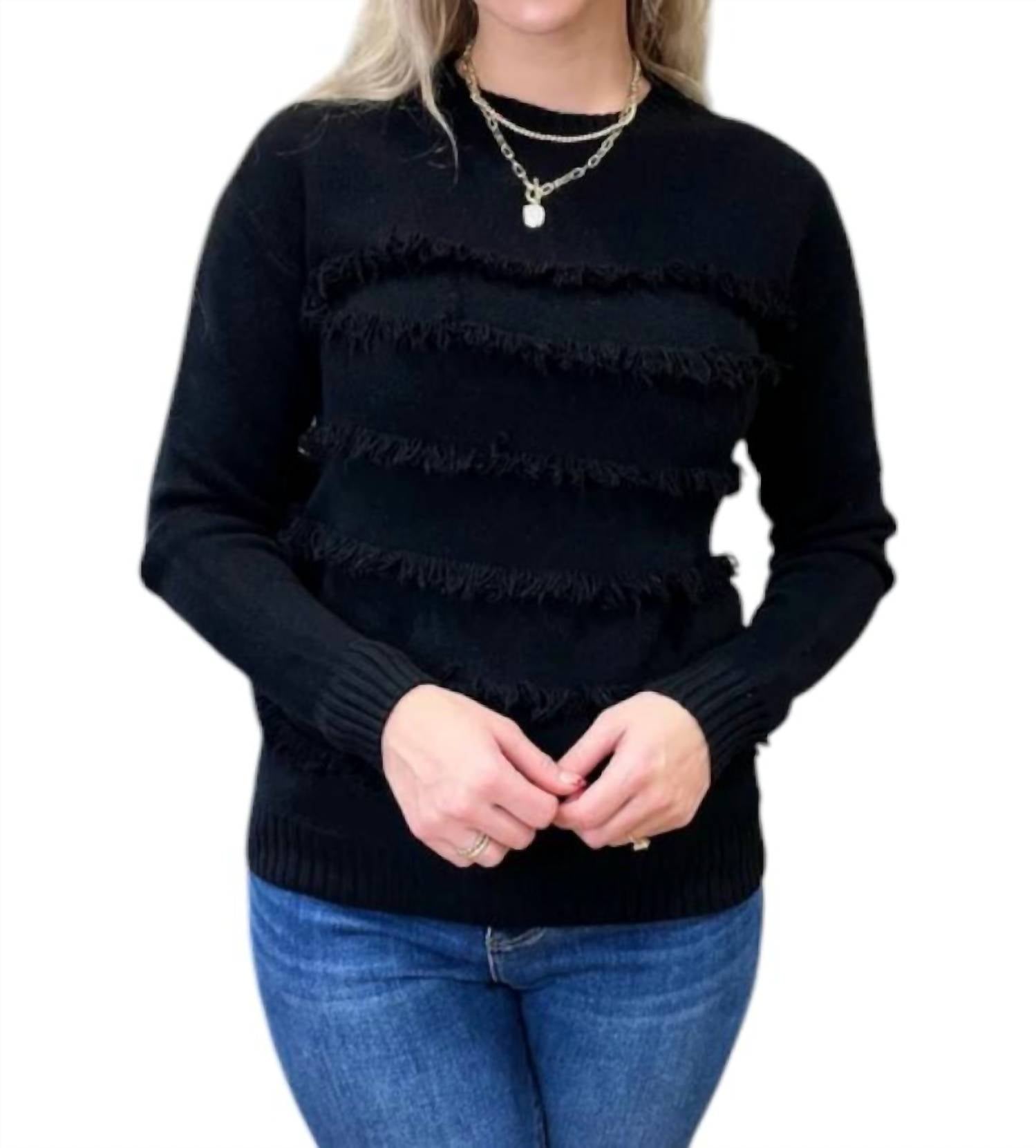 Свитер с круглым вырезом и бахромой черного цвета CHARLIE B
Свитер с круглым вырезом и бахромой черного цвета CHARLIE B