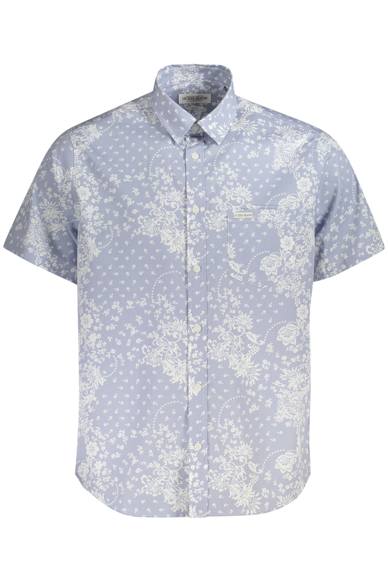 Рубашка мужская Guess Jeans с коротким рукавом и цветочным принтом, голубой
Рубашка мужская Guess Jeans с коротким рукавом и цветочным принтом, голубой