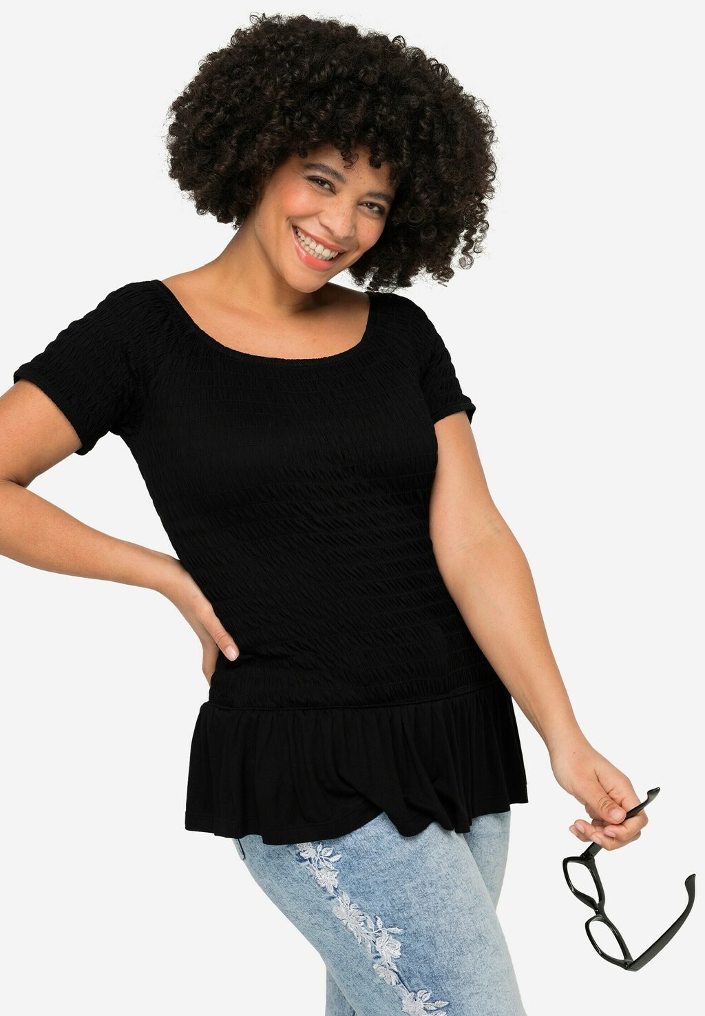 Блуза SLIM FIT, ELASTISCH GESMOKT, HALBARM Angel of Style, черный 
Блуза SLIM FIT, ELASTISCH GESMOKT, HALBARM Angel of Style, черный