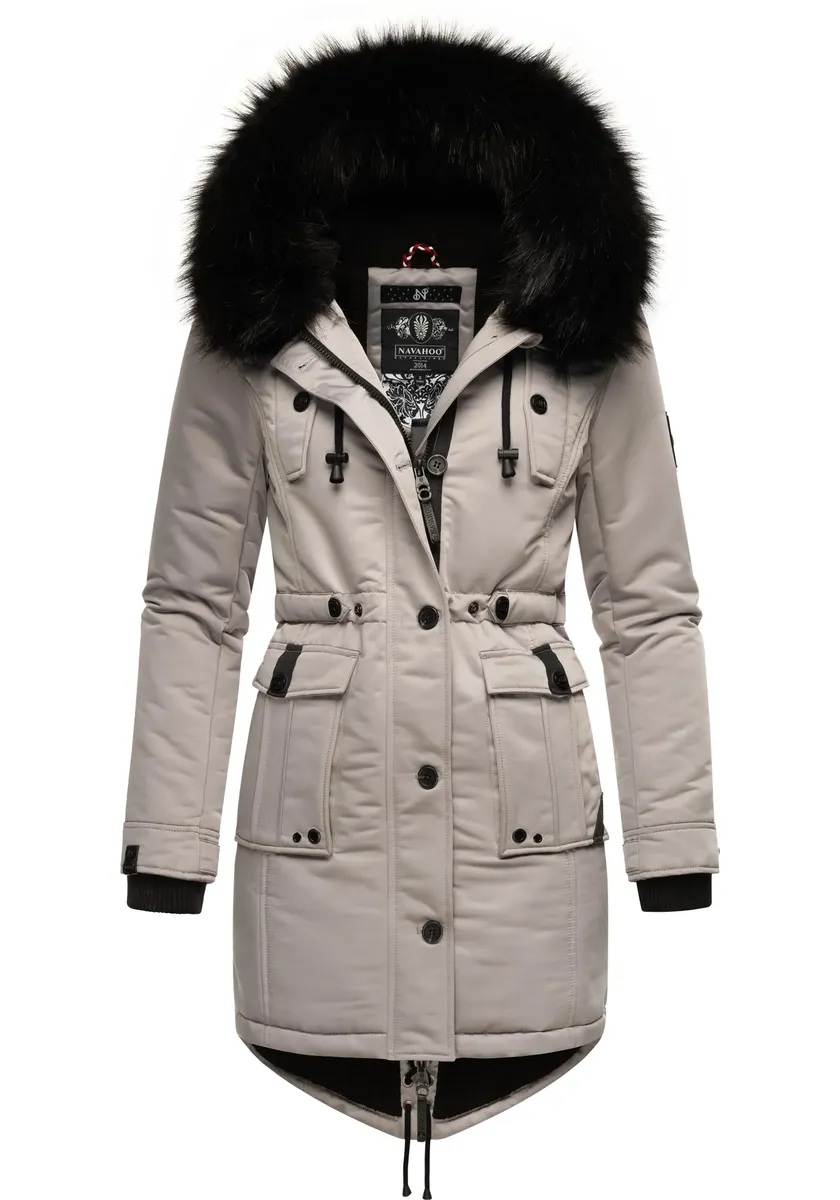 Зимнее пальто Navahoo "Luluna Prc", элегантная парка с большим капюшоном из искусственного меха, серый