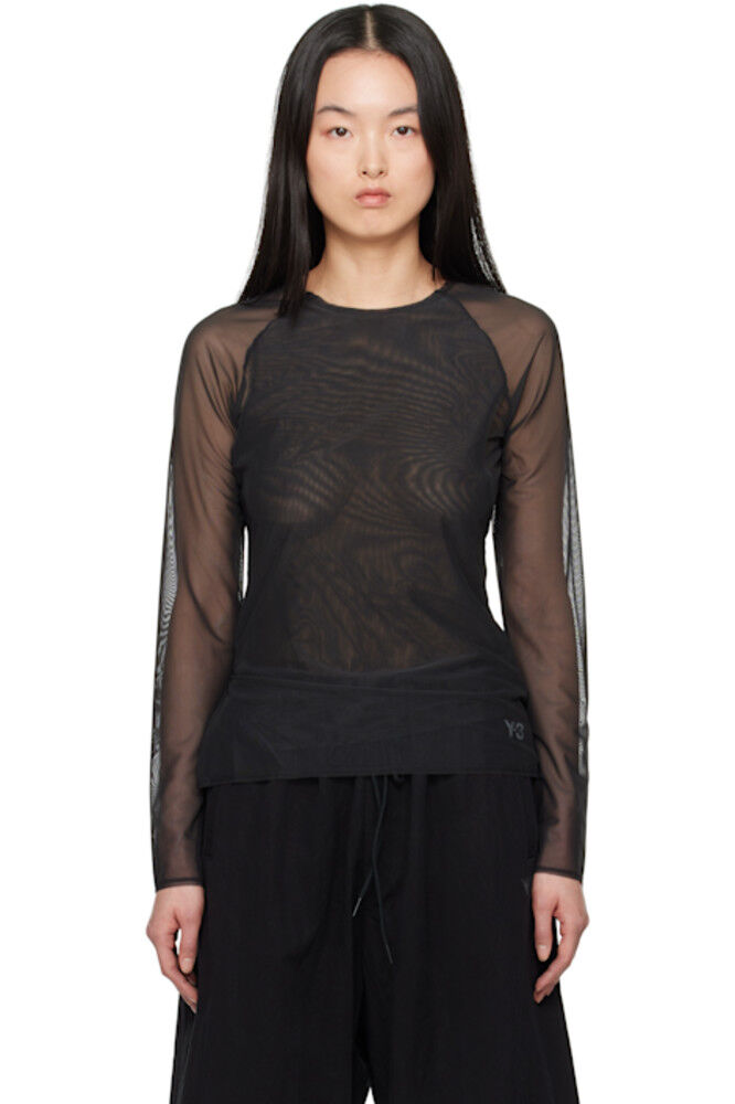 Черная сетчатая облегающая футболка Y-3
Черная сетчатая облегающая футболка Y-3