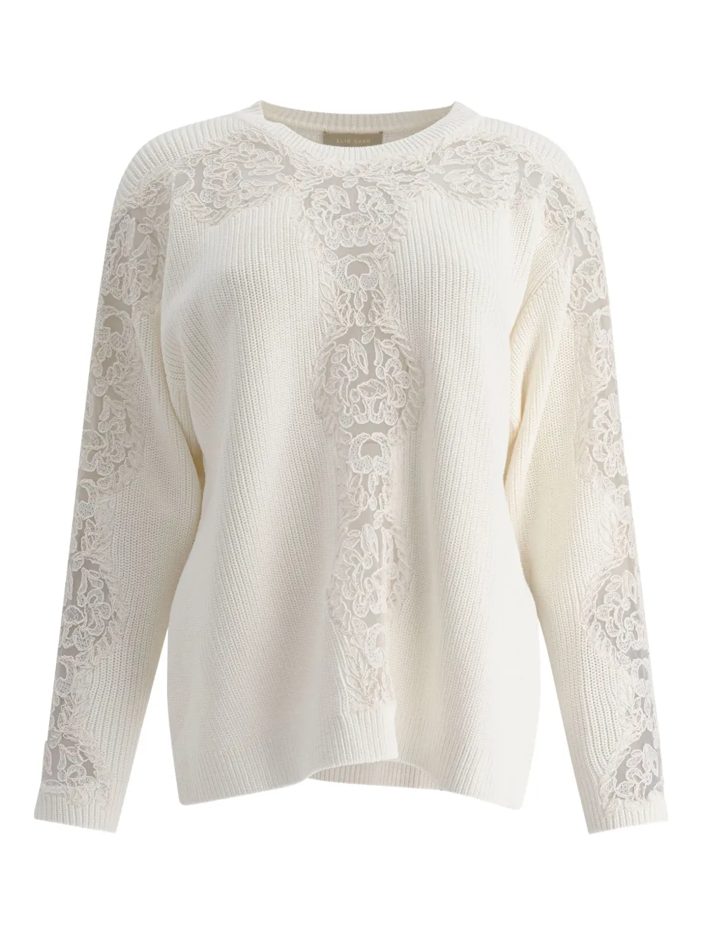 Свитер из хлопка с кружевными вставками Elie Saab, белый
Свитер из хлопка с кружевными вставками Elie Saab, белый