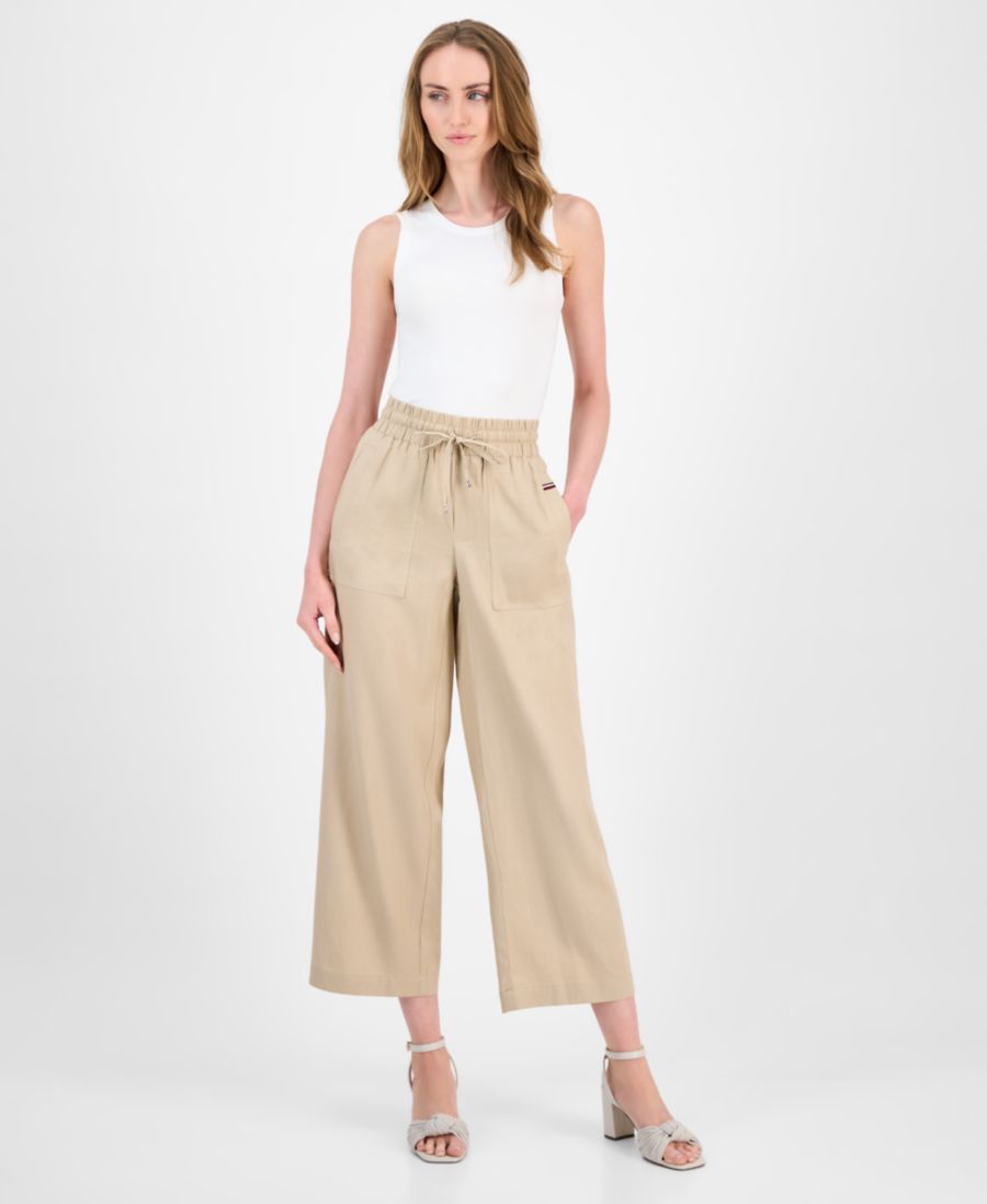 Женские льняные брюки с завязками на талии Tommy Hilfiger, Khaki
Женские льняные брюки с завязками на талии Tommy Hilfiger, Khaki