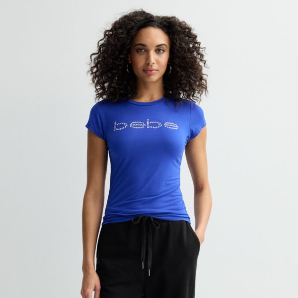 Женская декорированная футболка с круглым вырезом Bebe, синий
Женская декорированная футболка с круглым вырезом Bebe, синий