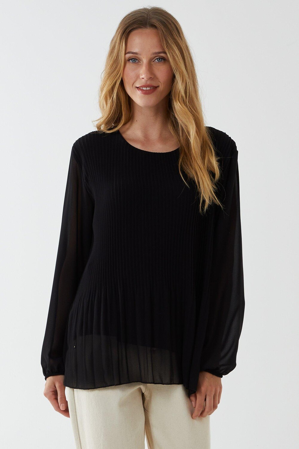 Плиссированный топ с длинными рукавами Blue Vanilla, черный 
Плиссированный топ с длинными рукавами Blue Vanilla, черный